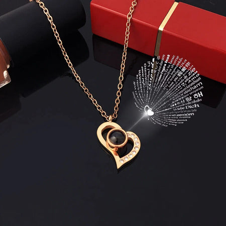 Cajita de amor eterno + collar con proyeccion de 100 idiomas - Vibras Glam